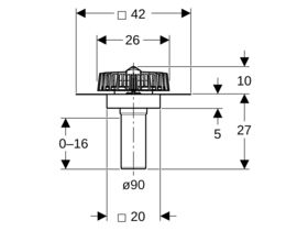 Geberit Pluvia-1 Outlet 25l/s Bitumen