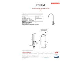 Specification Sheet - Mizu Drift Filtered Tap Only Chrome Lead Free