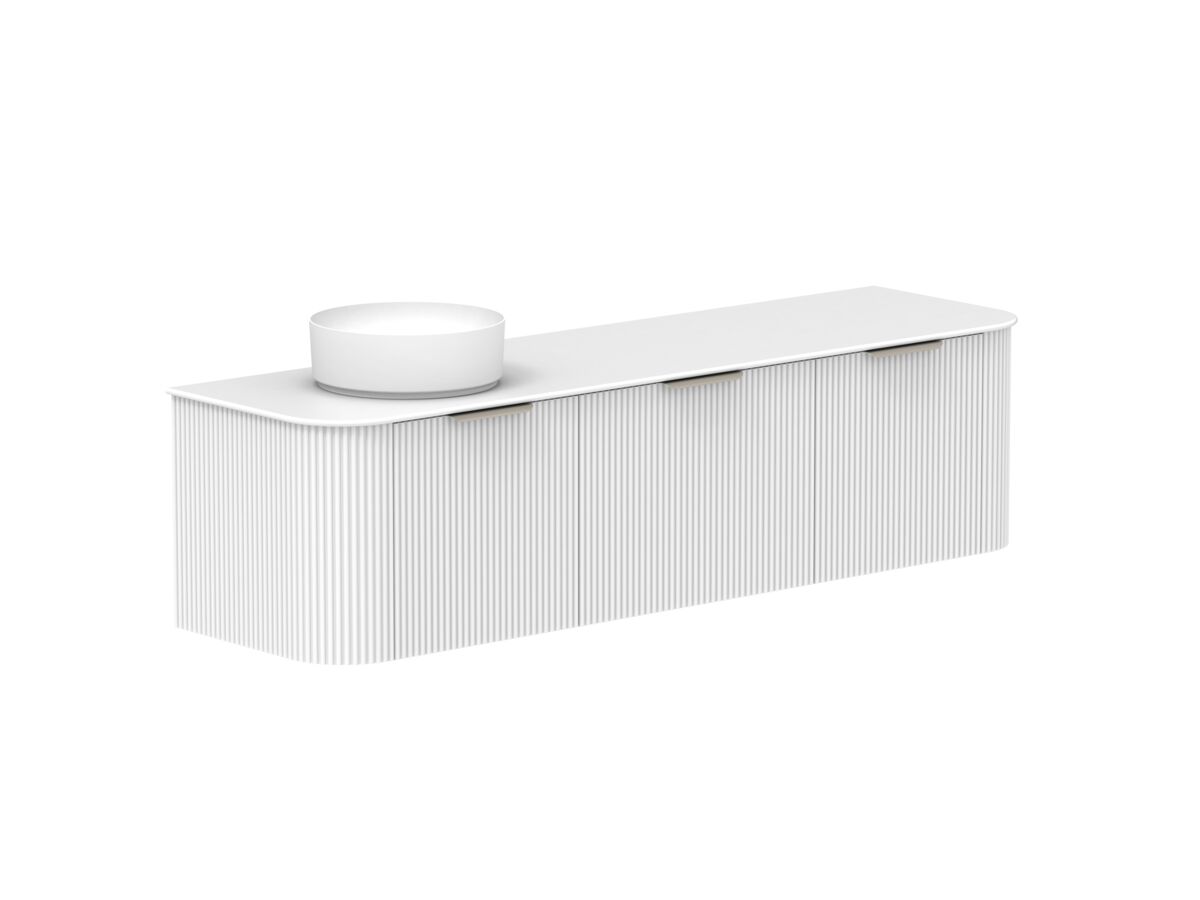 Supporting Image 2- Kado Neue Fluted Double Curve All Drawer 1800 Wall Hung Vanity with Left Hand Basin Durasein 12mm Top Ultra White
