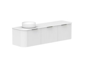 Supporting Image 2- Kado Neue Fluted Double Curve All Drawer 1800 Wall Hung Vanity with Left Hand Basin Durasein 12mm Top Ultra White