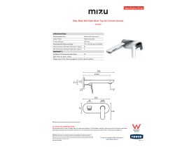 Specification Sheet - Mizu Bliss Wall Bath Mixer Tap Set 210mm Chrome