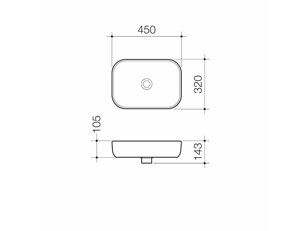 Caroma Luna Above Counter Basin No Taphole No Overflow White