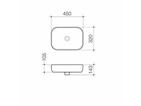Caroma Luna Above Counter Basin No Taphole No Overflow White