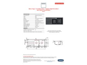 Specification Sheet - Memo Hugo 1 & 3/4 Bowl Sink 1 Taphole Right Hand Bowl with Drainer Granite Black