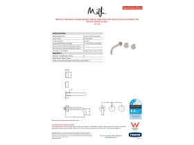 Specification Sheet - Milli Pure Wall Basin Hostess System 200mm Right Hand with Cirque Textured Handles PVD Brushed Nickel (3 Star)