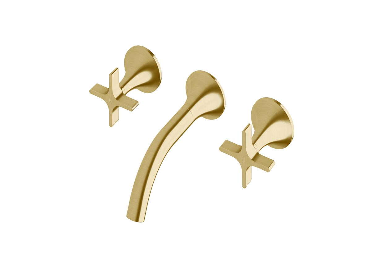 Sussex Oria Cross Wall Basin Set 165mm PVD Brushed Gold (5 Star)