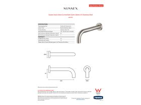 Specification Sheet - Sussex Scala 25mm Curved Bath Outlet 200mm 316 Stainless Steel