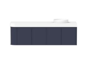 Hero - Kado Era Single Curve All Door 1650mm Wall Hung Vanity Right Hand Basin 90mm Durasein Top Royal Battle Blue