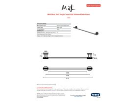 Specification Sheet - Milli Marq Edit Single Towel Rail 600mm Matte Black