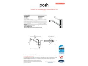 Specification Sheet - Posh Solus Sink Mixer Extended Lever Chrome (4 Star) Lead Free