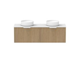 Supporting Image - Kado Lux Slim All Drawer 1500mm Wall Hung Vanity with Double Basin Durasein 12mm Top Boston Oak