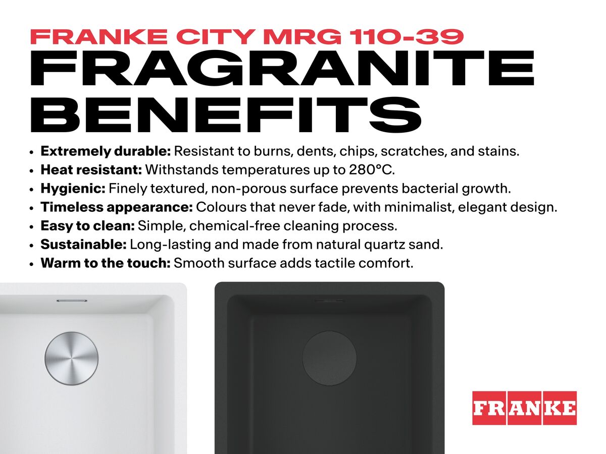Franke City Fragranite Single Bowl 390mm Undermount Sink Benefits