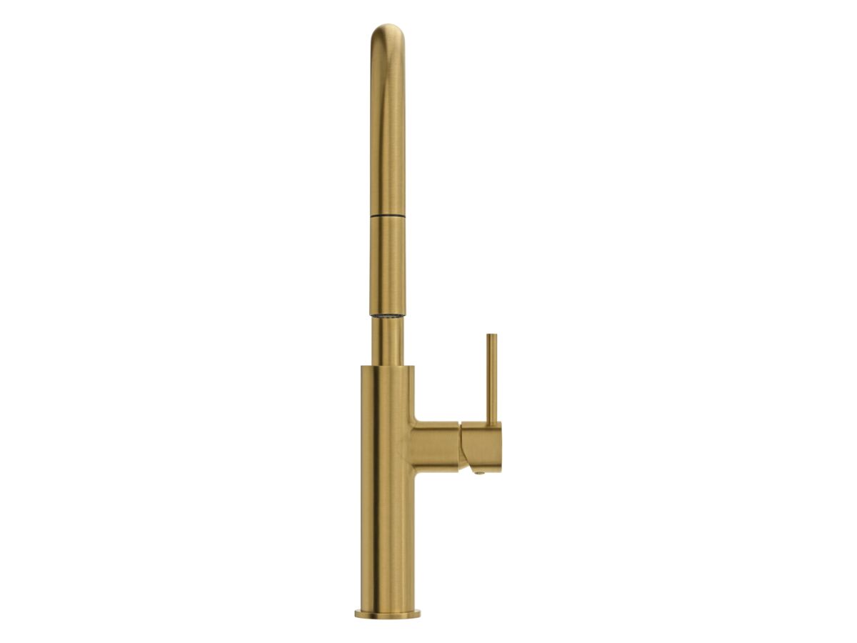 Supporting Image 2 - Mizu Drift Pull Out Gooseneck Sink Mixer Curve 2 Function Brushed Brass (5 Star) Lead Free
