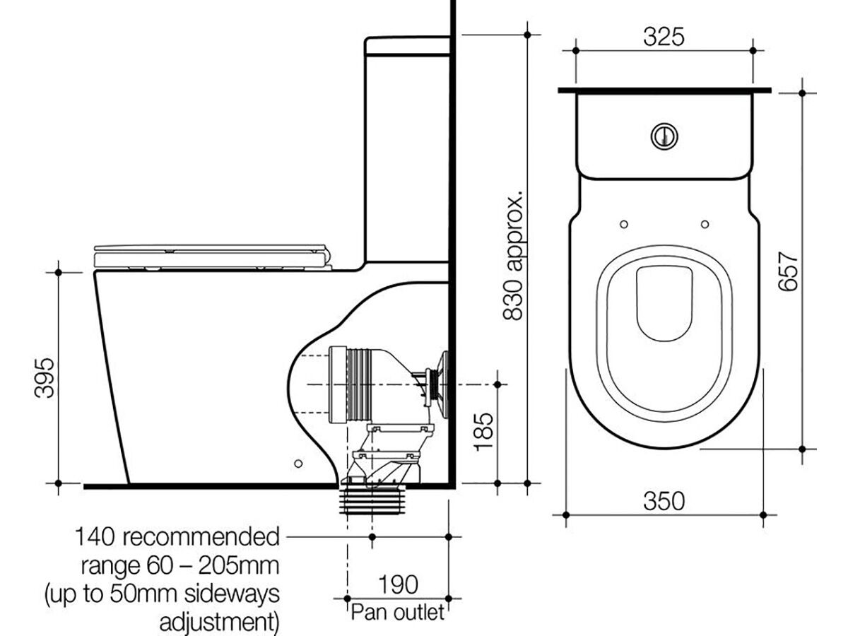 Caroma Liano Wall Faced Close Coupled Back Entry Toilet Suite with GermGard White (4 Star)