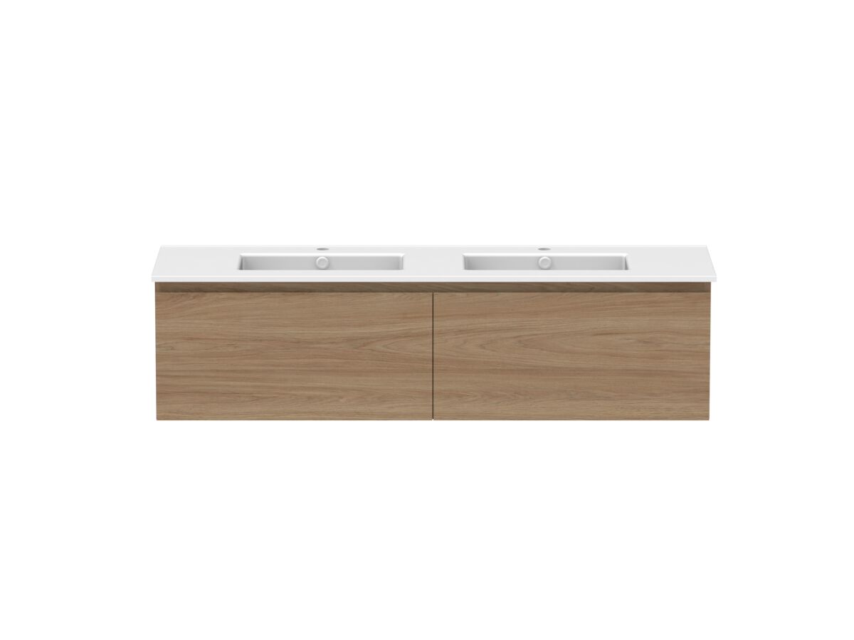 Hero - Posh Domaine 1500mm Wall Hung Vanity Unit All-Drawer Double Bowl Matte White Ceramic Top