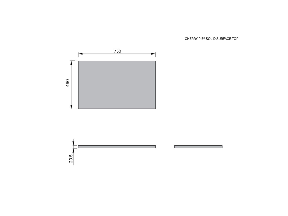 Technical Drawing - Posh Domaine Single 750 Cherry Pie Top