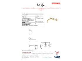 Specification Sheet - Milli Pure Wall Bath Hostess System 200mm Right Hand with Diamond Textured Handles PVD Brushed Gold