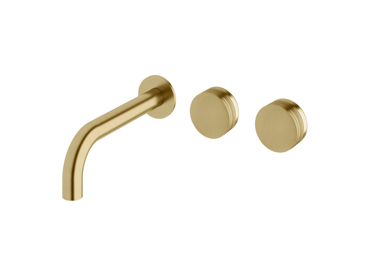 Sussex Pure Wall Bath Hostess System 200mm Right Hand with Cirque Textured Handles PVD Brushed Gold