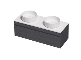 Posh Domaine Single 1200 Double Bowl 1 Drawer Wall Hung Colour Cherry Pie - Basin not included