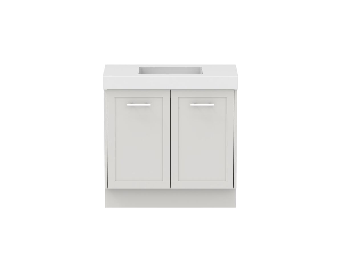 Hero - Kado Lux All Door 900mm Floor Mounted Vanity Centre Basin 90mm - Feather Grey - Front