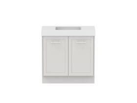 Hero - Kado Lux All Door 900mm Floor Mounted Vanity Centre Basin 90mm - Feather Grey - Front