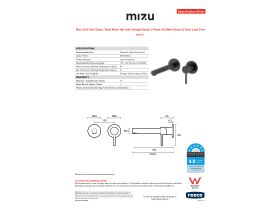 Specification Sheet - Mizu Drift Wall Basin / Bath Mixer Set with Straight Spout 2 Piece Kit Matte Black (6 Star) Lead Free