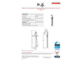 Specification Sheet - Milli Pure Floor Mounted Bath Mixer Tap with Handshower and Linear Textured Handle Trimset PVD Matte Black (3 Star)
