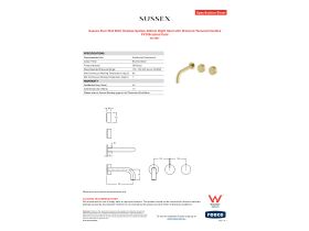 Specification Sheet - Sussex Pure Wall Bath Hostess System 200mm Right Hand with Diamond Textured Handles PVD Brushed Gold