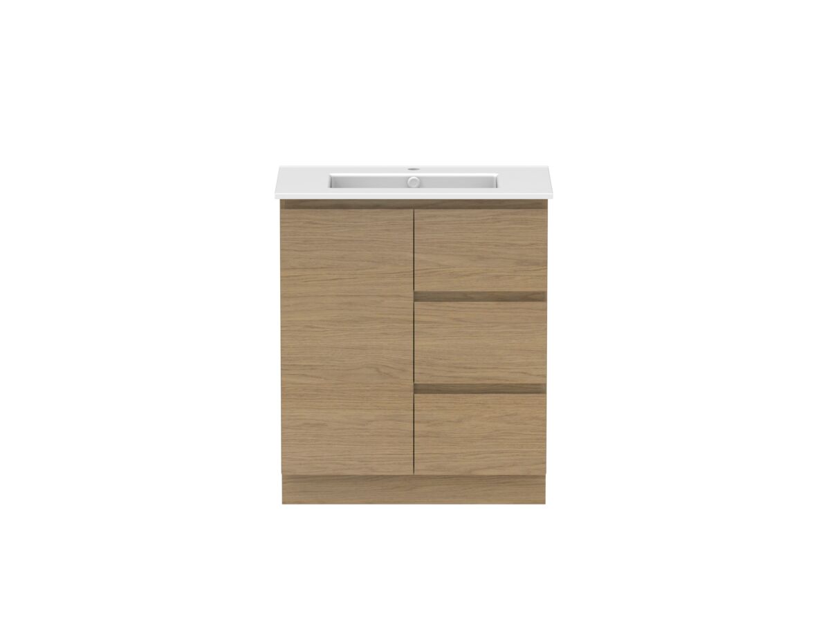 Hero - Posh Domaine 750mm Floor Mount Vanity Unit Conventional Matte White Ceramic Top