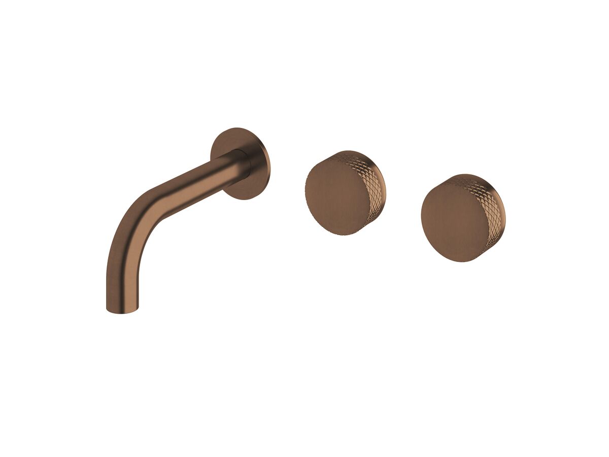 Sussex Pure Wall Basin Hostess System 160mm Right Hand with Diamond Textured Handles PVD Brushed Bronze (3 Star)