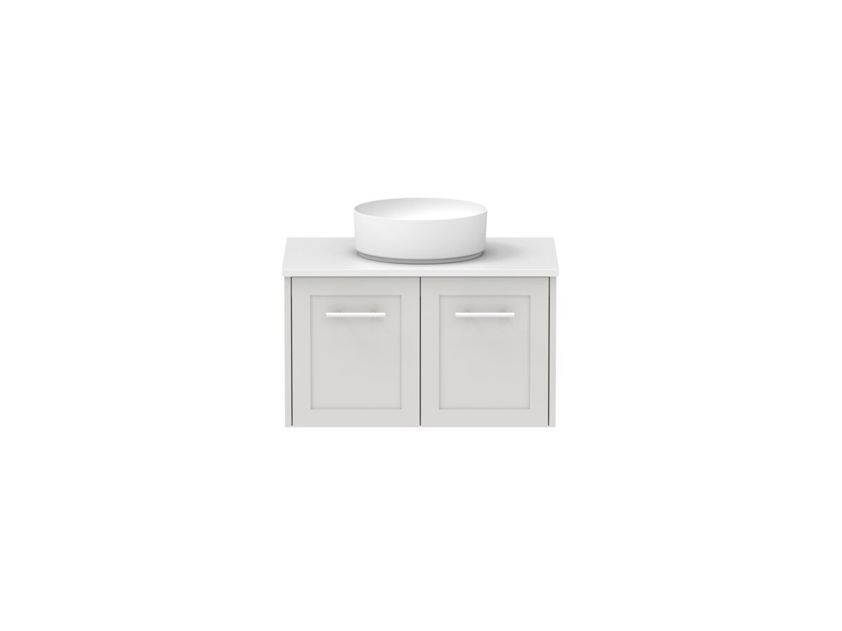 Hero - Kado Lux All Door 750mm Wall Hung Vanity Centre Basin 20mm - Feather Grey - Front