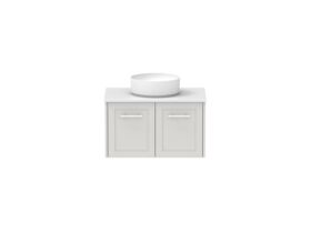 Hero - Kado Lux All Door 750mm Wall Hung Vanity Centre Basin 20mm - Feather Grey - Front
