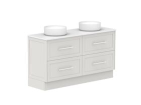 Supporting Image - Kado Lux All Drawer 1500mm Floor Mounted Vanity Double Basin 20mm - Feather Grey - Angle