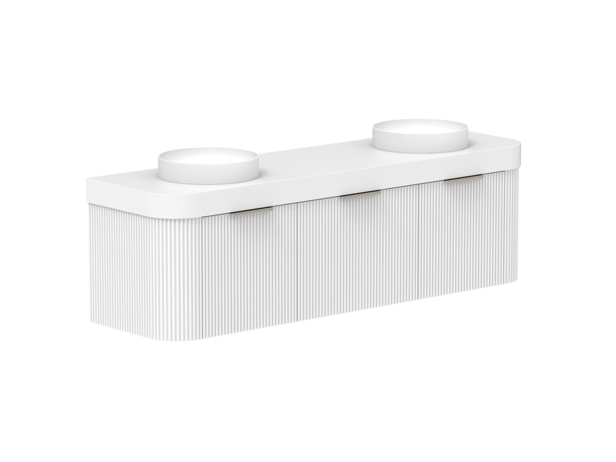 Supporting Image 2- Kado Neue Fluted Double Curve All Drawer 1800mm Wall Hung Vanity with Double Basin Durasein 90mm Top Ultra White