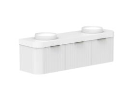 Supporting Image 2- Kado Neue Fluted Double Curve All Drawer 1800mm Wall Hung Vanity with Double Basin Durasein 90mm Top Ultra White