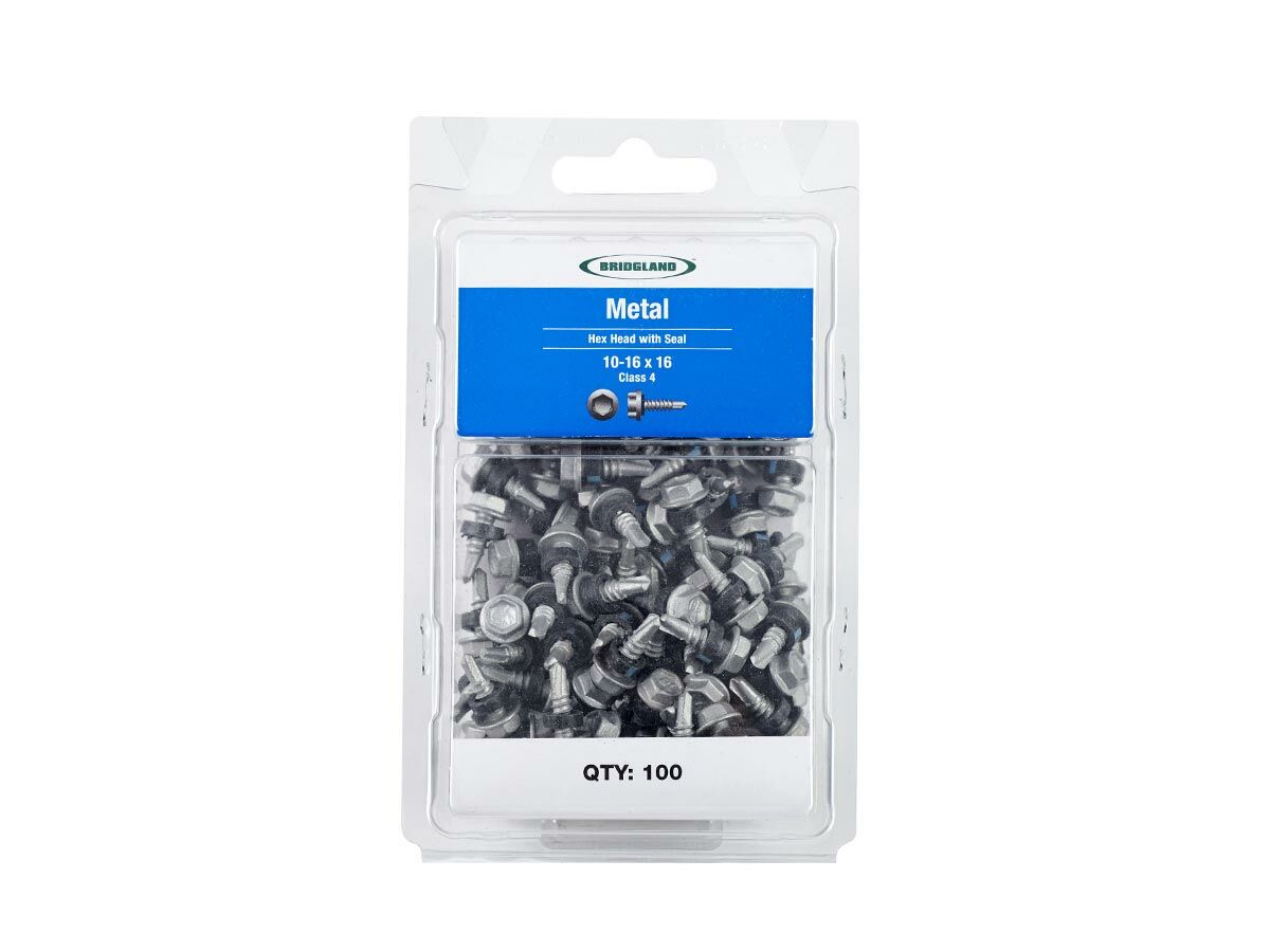 Bridgland Hexagonal Head Screw Metal Class 4 10-16 x 16mm (100)