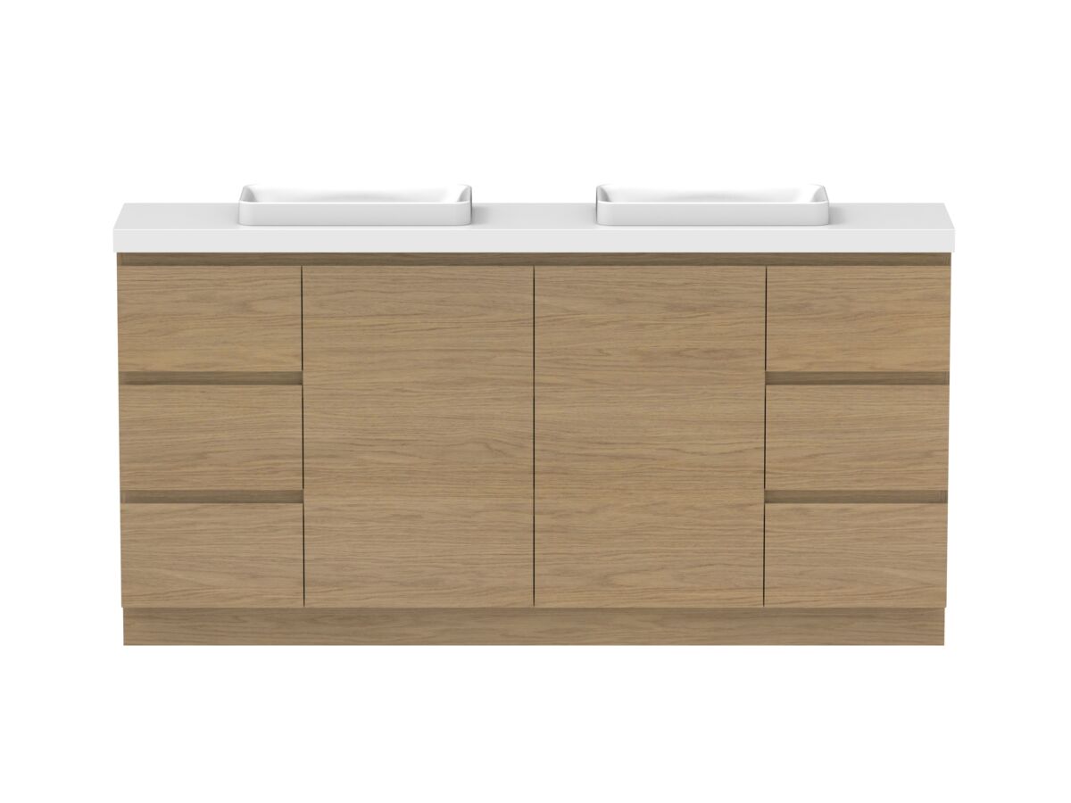 Hero - Posh Domaine 1800mm Ensuite Floor Mount Vanity Unit Double Bowl 50mm Top