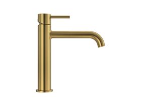 Supporting Image 1 - Mizu Drift Medium Height Basin Mixer Curved Spout Brushed Brass (6 Star) Lead Free