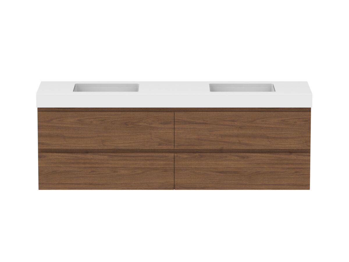 Hero - Posh Domaine 1800mm Wall Hung Twin Vanity Unit All-Drawer Double Bowl 90mm Top