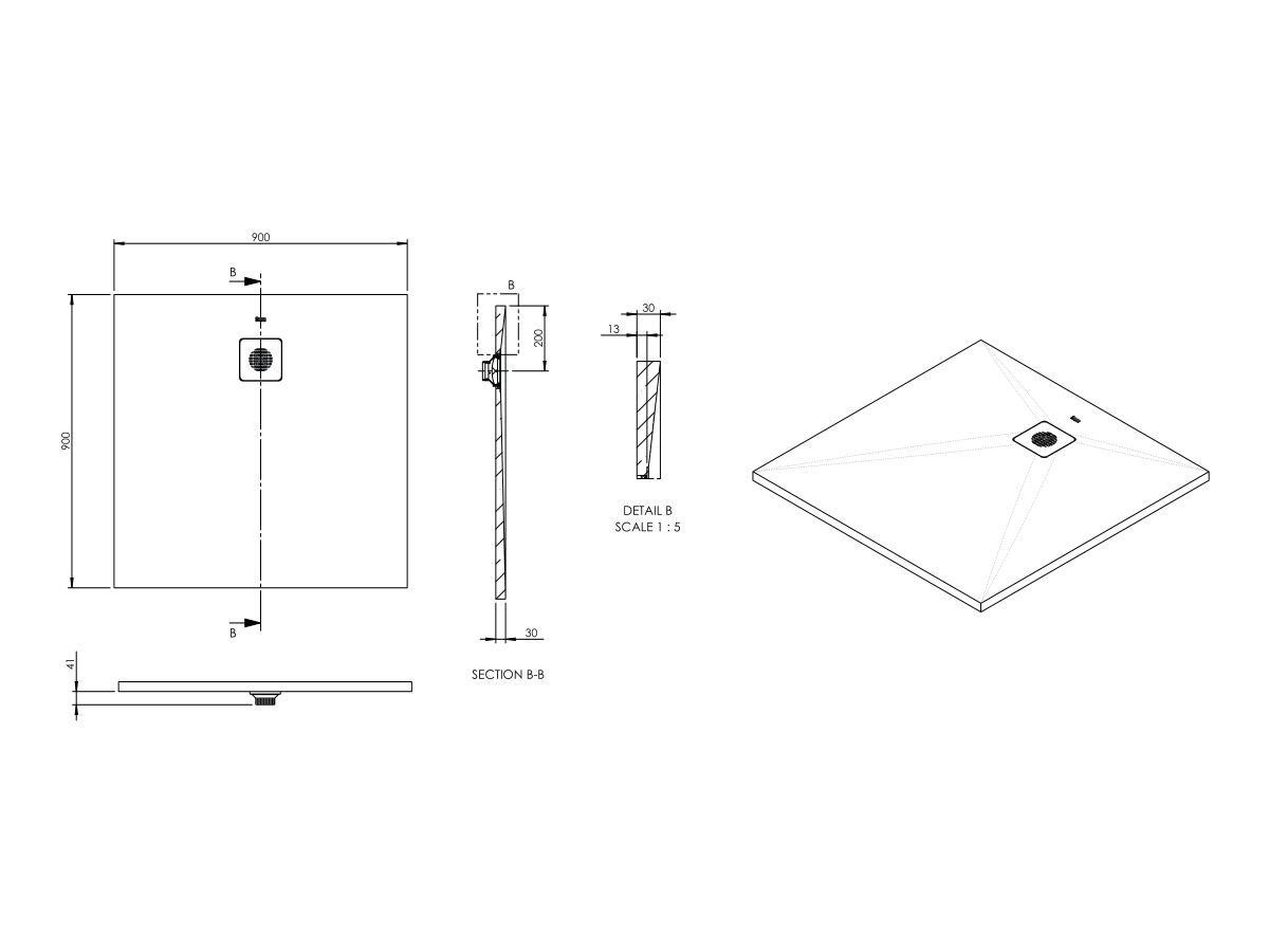 Roca Cyprus Shower Floor 900 x 900mm Blanco