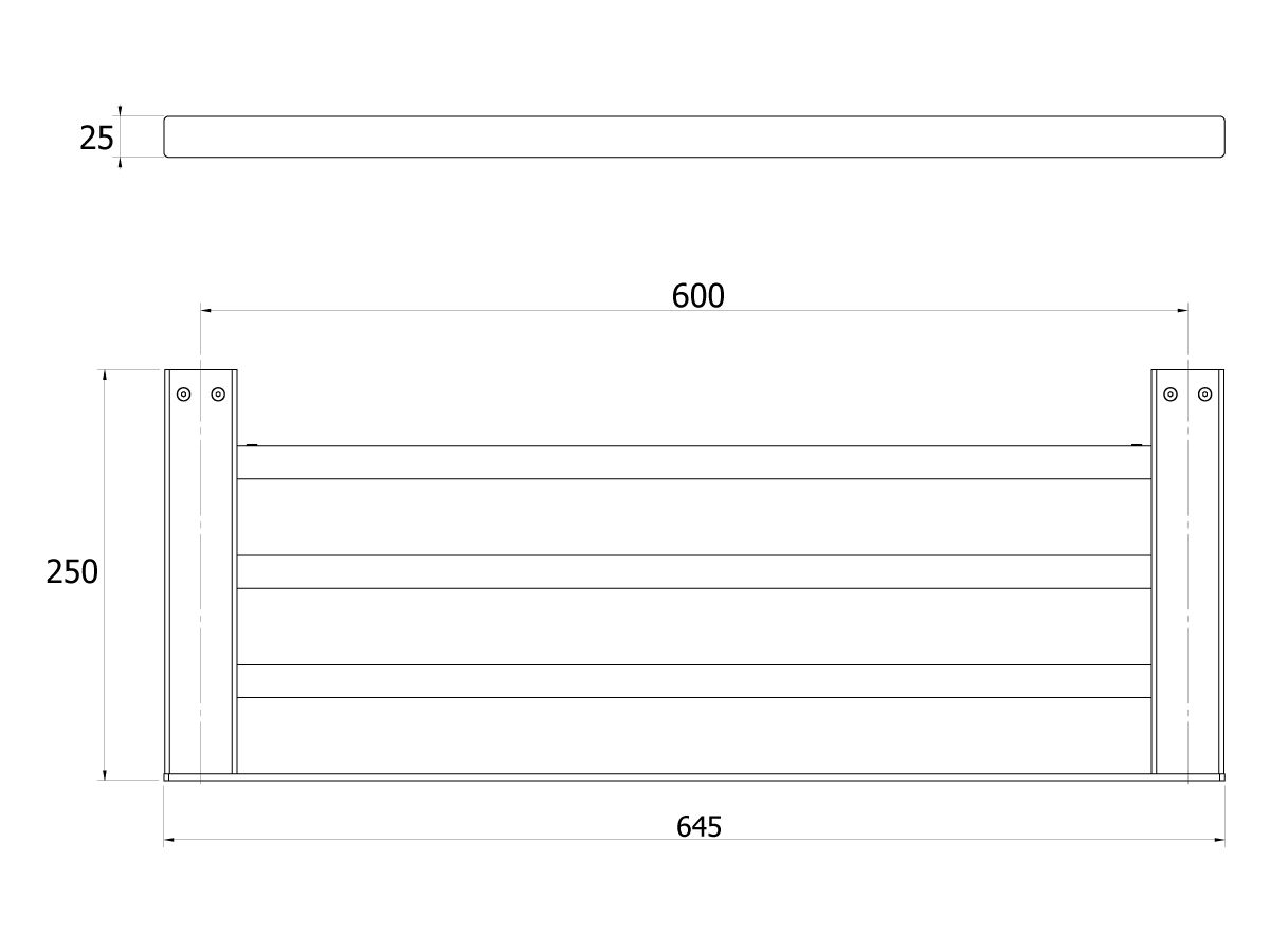 Milli Edge Towel Rack 645mm Chrome