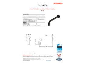 Specification Sheet - Sussex Pure Wall Basin Outlet 250mm PVD Matte Black (3 Star)
