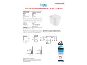 Specification Sheet - Roca In-Wash Inspira Smart Toilet Rimless Back To Wall Pan (4 Star)