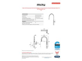 Specification Sheet - Mizu Drift Gooseneck Pull Out Sink Mixer Curved 2 Function Brushed Stainless Steel 316 (5/6 Star) Lead Free