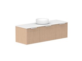 Supporting Image 2- Kado Neue Fluted Square All Drawer 1500mm Wall Hung Vanity with Centre Basin 20mm Top Blonde Oak