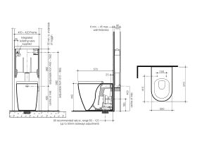 Forma Invisi Back to wall Toilet Suite with Adjustable Flush Pipe Less Buttons White (4 Star)