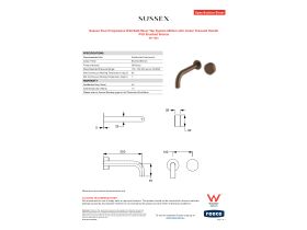 Specification Sheet - Sussex Pure Progressive Wall Bath Mixer Tap System 200mm with Linear Textured Handle PVD Brushed Bronze