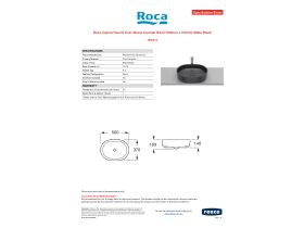 Specification Sheet - Roca Inspira Round Oval Above Counter Basin 500mm x 370mm Matte Black