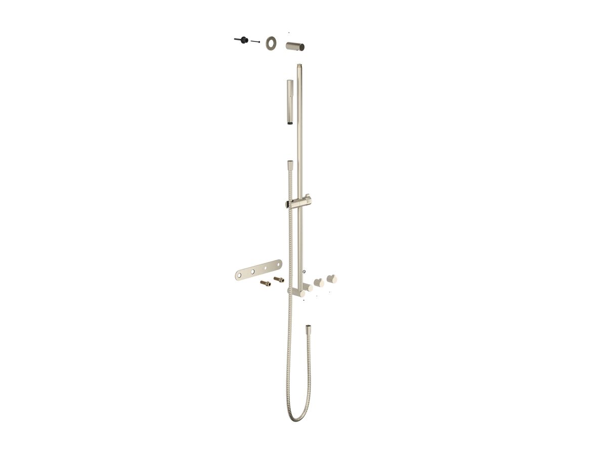 Supporting Image - Faucet Strommen Vara Fin Wall Set with Single Rail Shower Tap System Kit Brushed Nickel (3 Star) Lead Free