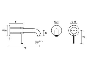 Roca Ona Wall Basin/Bath Mixer Tap Set Trimset (6 Star)